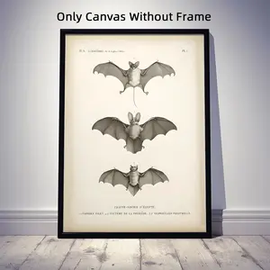 Vintage Bat Canvas Print Poster, Optional Frame, Halloween Spooky Wall Art Decoration, Ideal for Living Room & Bedroom Decor, Unique Gift Idea