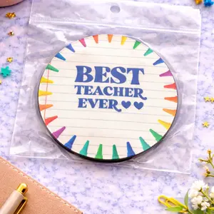Best Teacher Ever Coaster - Colorful Pencil-Inspired Design for Desk or Classroom - Durable & Lightweight - Perfect Gift for Teacher Appreciation