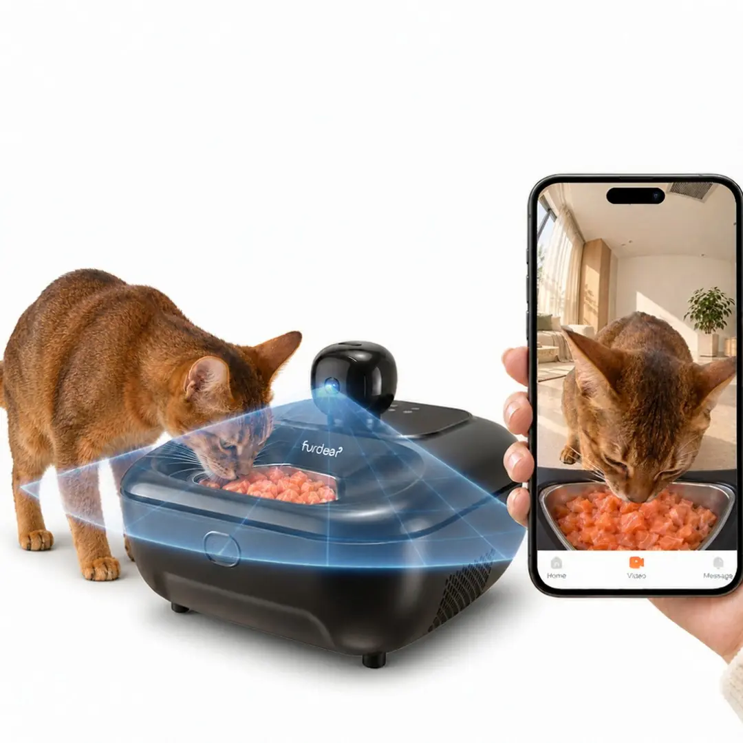 Automatic Wet Food Feeder for Cats & Dogs - Live Monitoring, Leftover Tracking, Smart App Control, Cooling & Heated 5 Trays
