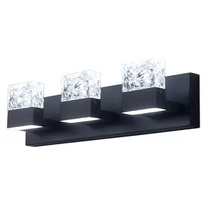 3-Lights Black Energy Save with Crystal Element LED Vanity Lighting