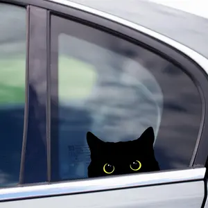 Black Cat Peeker Peeking Sticker Choose your eye color  Waterproof Weatherproof Wall Decor Bumper Stickers Car Decals Cat Lover Gift idea C