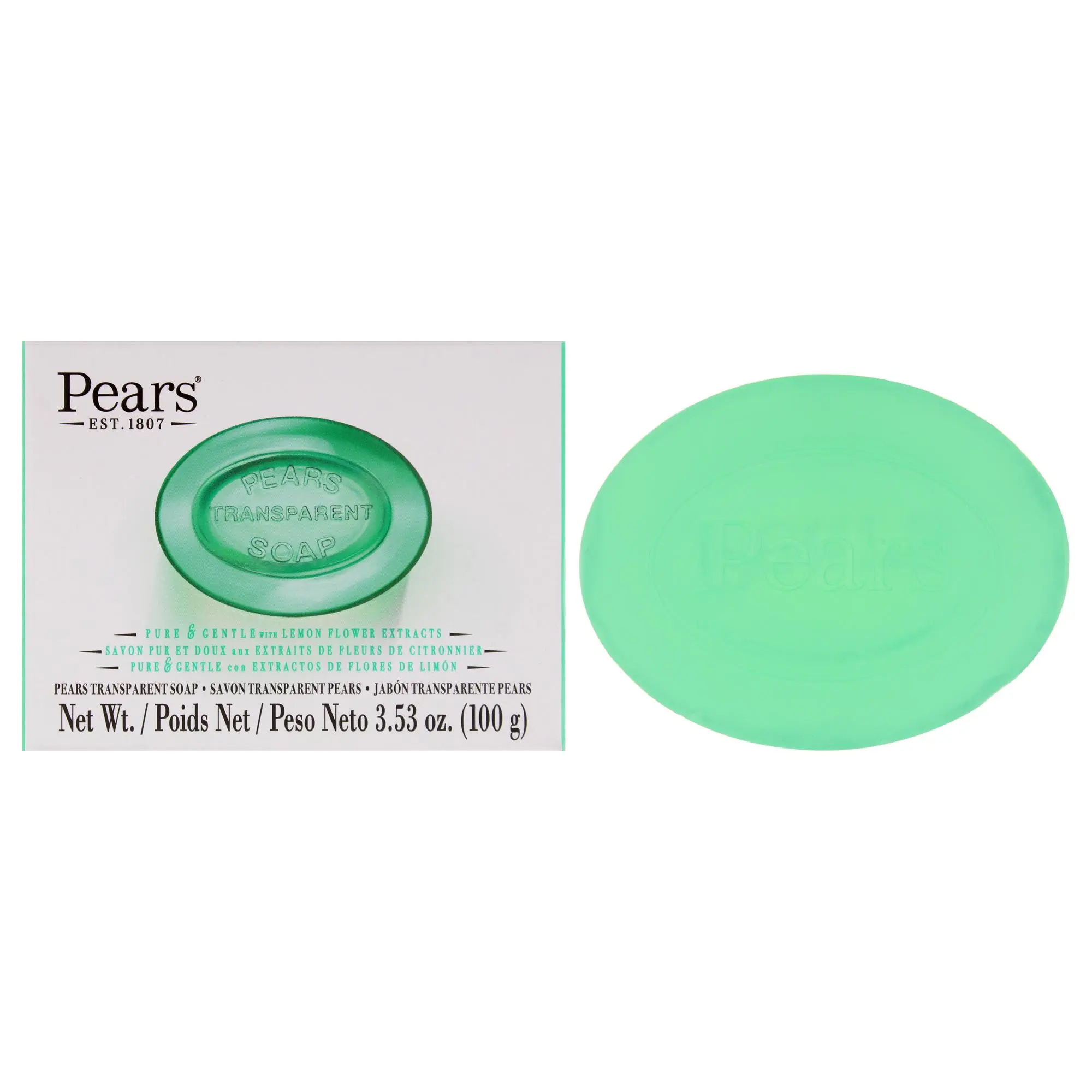 Pure and Gentle with Glycerin and Lemon Flower Extracts - Green by Pears for Unisex - 3.5 oz Bar Soap