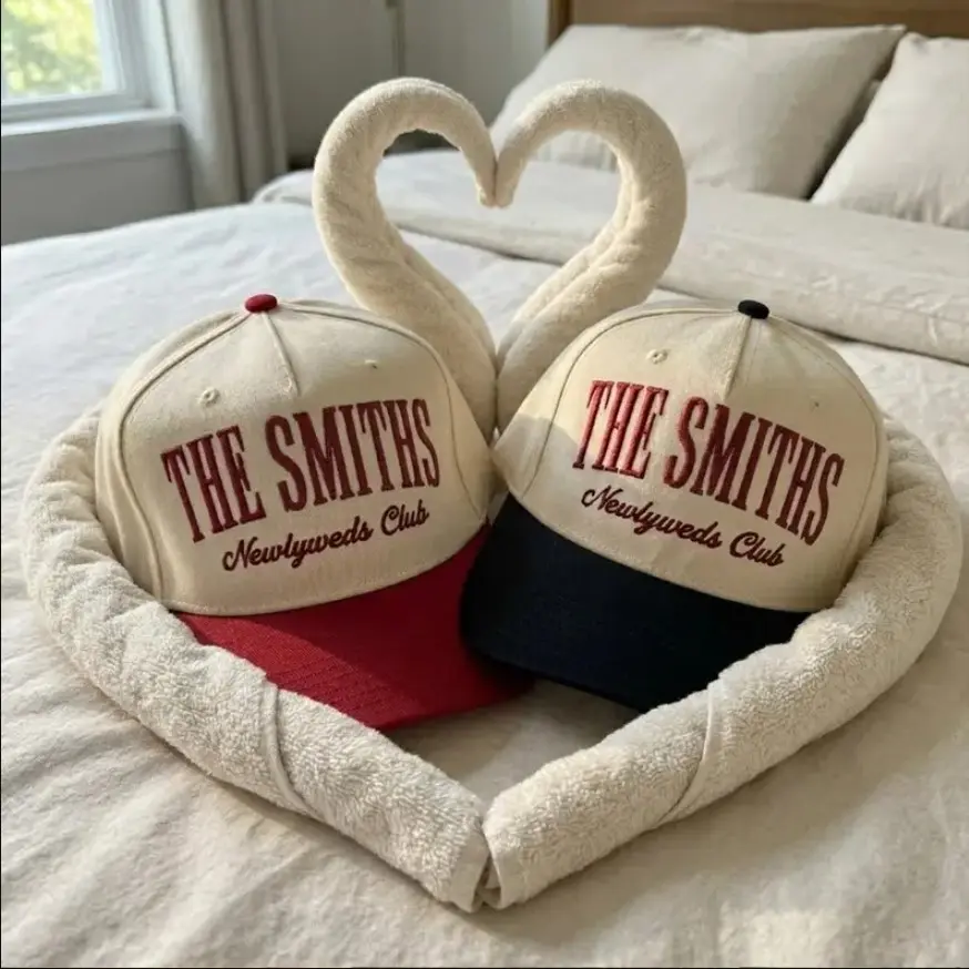 Matching Couple Embroidered Hat Custom Last Name Text Two Tone Baseball Caps Personalized Wedding Gif
