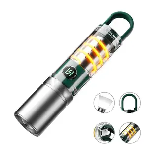 Rechargeable LED Flashlight with 360�� Camping Lantern, Super Bright Long Range Torch, Portable Waterproof Survival Gear, Must-Have for Camping, Hiking, Emergencies, Outdoor Adventures, Viral TikTok Trending Light
