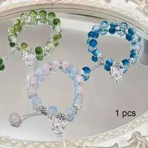 3 Pcs Butterfly Pendant Beaded Bracelets, Unique Design, Trendy Personalized Jewelry, Adjustable Colorful Beads, Perfect Gift for Best Friends, Stackable Bracelets
