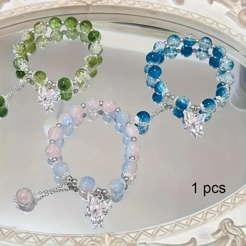3 Pcs Butterfly Pendant Beaded Bracelets, Unique Design, Trendy Personalized Jewelry, Adjustable Colorful Beads, Perfect Gift for Best Friends, Stackable Bracelets, Bohemian bracelets