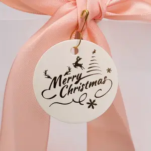 100 Christmas Gift Tags, Round Gold Foil Color Labels for DIY Holiday Gifts, Perfect for Xmas Packaging and Labeling