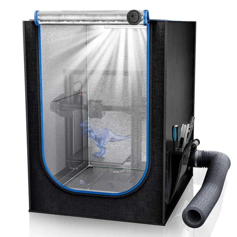 YOOPAI Caisson Imprimante 3D Silencieux Avec Thermo Hygromètre, Fente Lumière Et Ventilation - Compatible Creality Ender 3, Ender 3 Pro, V2, S1, Neo