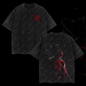 Superstyle Matt Murdock Daredevil Ver 02 MCU Comic Edition Double Printed Oversize Lightweight Acid Washed Tee TV Series Graphic Design Top Cotton Streetwear Comic Superheroes T-Shirt Clothes Menswear Womenswear