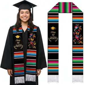 2026 Mexican Graduation Stole 72'' Serape Embroidery Sash Class of 2026 for Unisex Latino Hispanic Students with Tassel Graduation Gift