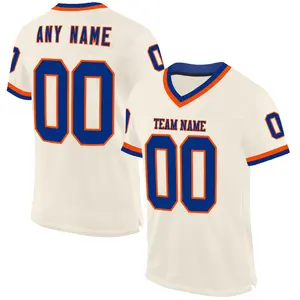 Custom Cream Royal-Orange Mesh Authentic Throwback Football Jersey - Personalized Retro Gear
