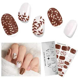 Adora Couture Mocha Mousse Semi-Cured Gel Nail Strips - 30 Strips, LED Curing, 14-Day Wear, Easy Application, Glossy Finish, Gentle on Nails
