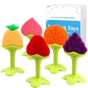 Teething Toys (5 Pack) Infant Teething Keys Set, BPA-Free, Natural Organic Freezer Safe for Infants and Toddlers, Silicone Baby Teethers