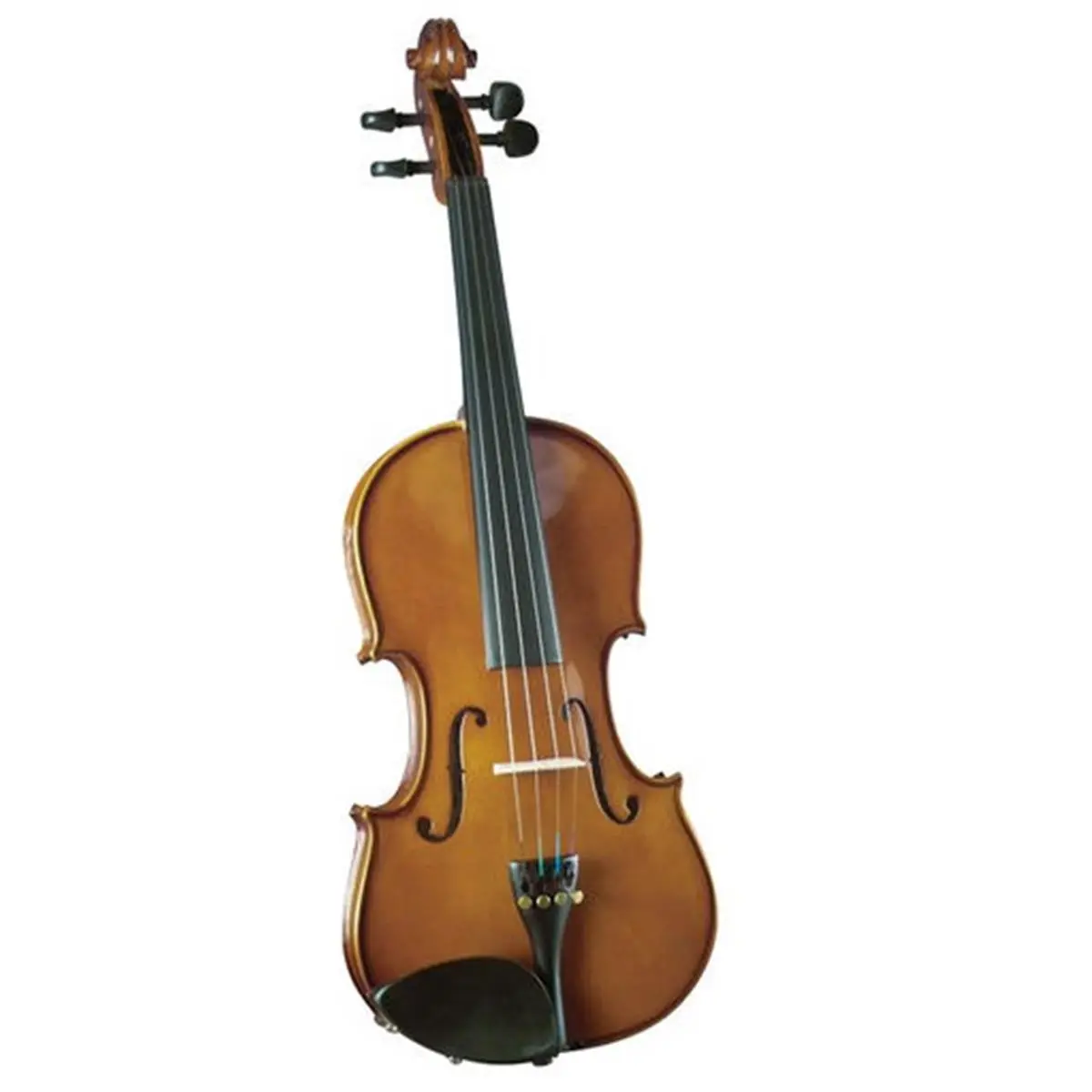 Saga SV-100 0.5 Size Cremona Novice 4-String Violin Outfit - Dyed Rosewood Fingerboard, Opaque Warm Brown, 4 Built-in Fine Tuners, Hand Carved Solid Spruce Top, Inlaid Purfling, Maple Components, VP-202 Bridge, VP-61 Alloy Parts, Wood Chinrest