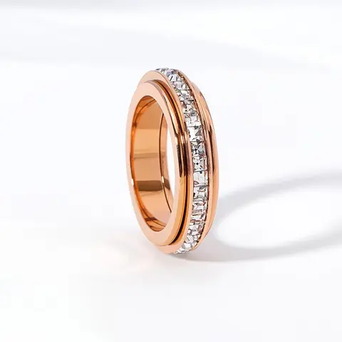 Anxiety Ring for Adults - Titanium Steel, Cubic Zirconia, Hypoallergenic, Non Tarnish Jewelry, Durable, Comfort-Fit, Sizes 5-10, Unisex Fashion Accessory, Anxiety Relief, Anniversary Wedding Promise Gift, Jewelry for Women, Gifts Adults