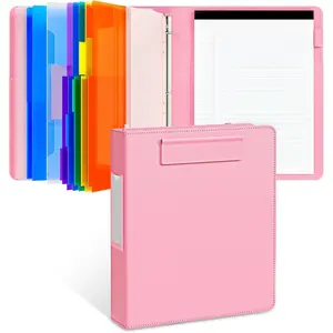 3 Ring Binder Clipboard with Storage, 12.4"x10.2" Magnetic Clipboard Folder with 5 Expandable Folders, Refillable Lined Notepad (11" x 8.5"), Ideal for School Office Nursing (Pink)