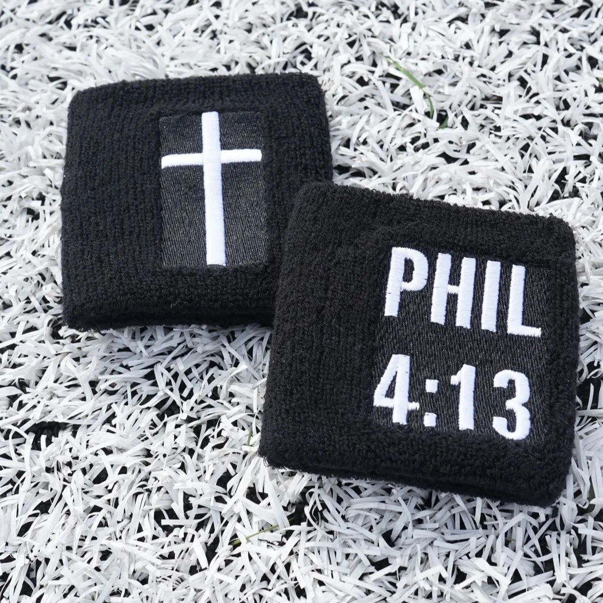 Christian Sweatband 2 Pack with Cross Design and "PHIL 4:13" Text Christian Sweatband 2 Pack with Cross Design and "PHIL 4:13" Text