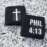 Christian Sweatband 2 Pack with Embroidered Cross Design and PHIL 4:13 Text, Sweat-Absorbing Unisex Wristbands for Basketball, Gym and Workouts
