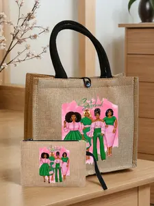 Sisterhood Classic Large Tote Bag: Women's Multifunctional Commuter Tote, Creative Printed Tote for Girls, Lightweight Travel and Beach Bag, Fashionable Large-Capacity Commuter Tote, Shopping Bag, Fashionable Patterned Bag, Fashionable Casual Bag
