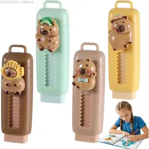 4Pcs Retractable Erasers Cute Capybara Rubber Push-Pull Eraser Soft Rubber Sliding Animal Fun Pencil Erasers for      Boys Girls Students Capybara Lovers School Office Supply StationeryXXUNIVERSE GOODS10