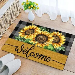 Sunflower Door Mat Welcome Mat Outdoor Doormat Indoor Entrance Non Slip Doormats for  Front Door Rugs Outdoor Indoor Decorations 17 * 29.5"