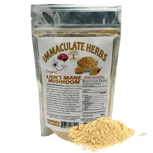 IMMACULATE HERBS Organic Lion's Mane Mushroom Powder Brain Cognitive Memory Support Powder For Smoothies, Teas And Baked Goods
