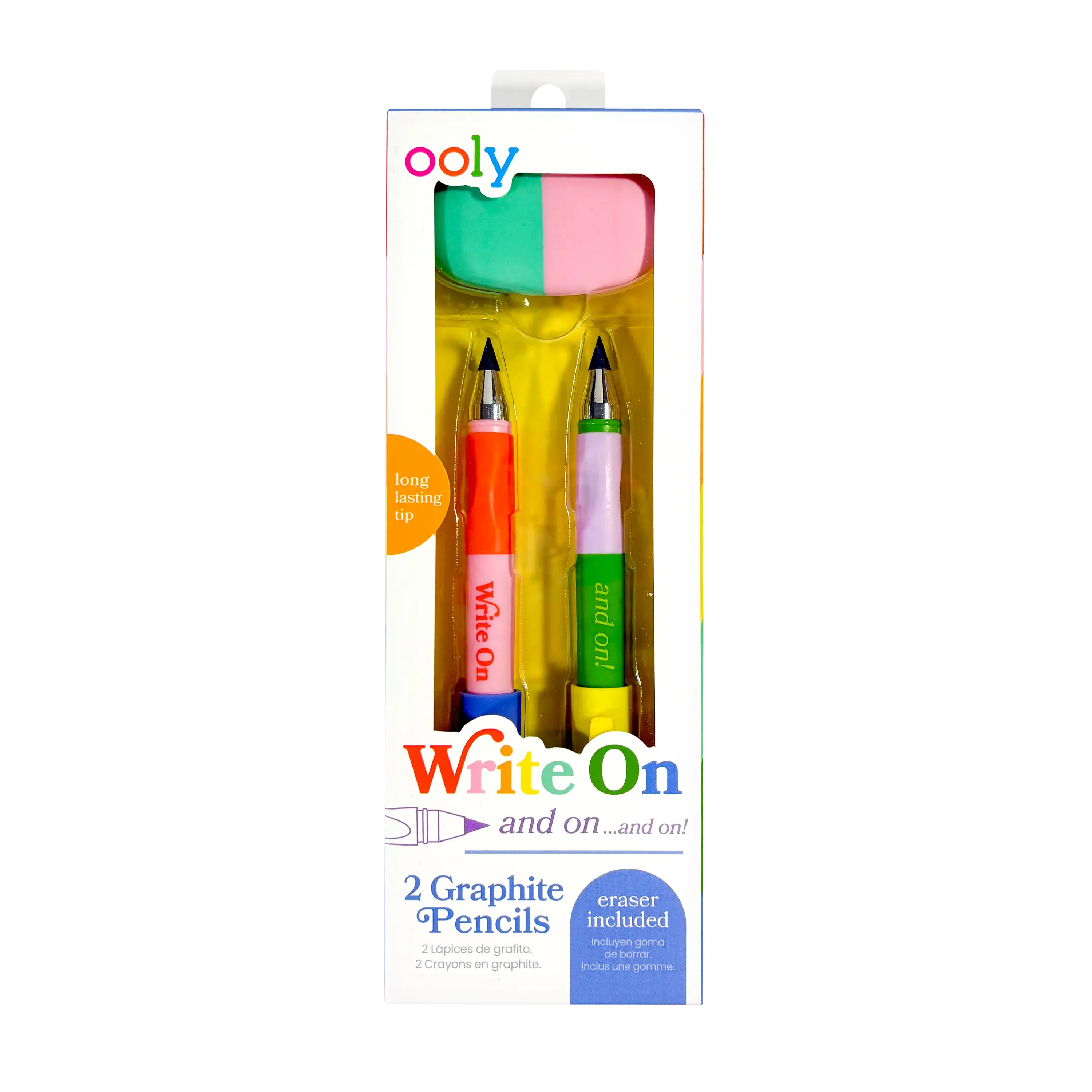 Cute, Durable, Functional Graphite Pencils and Eraser Set - 2-Piece, Ideal for Sketching, Back to School Haul Office Stationery, Unisex