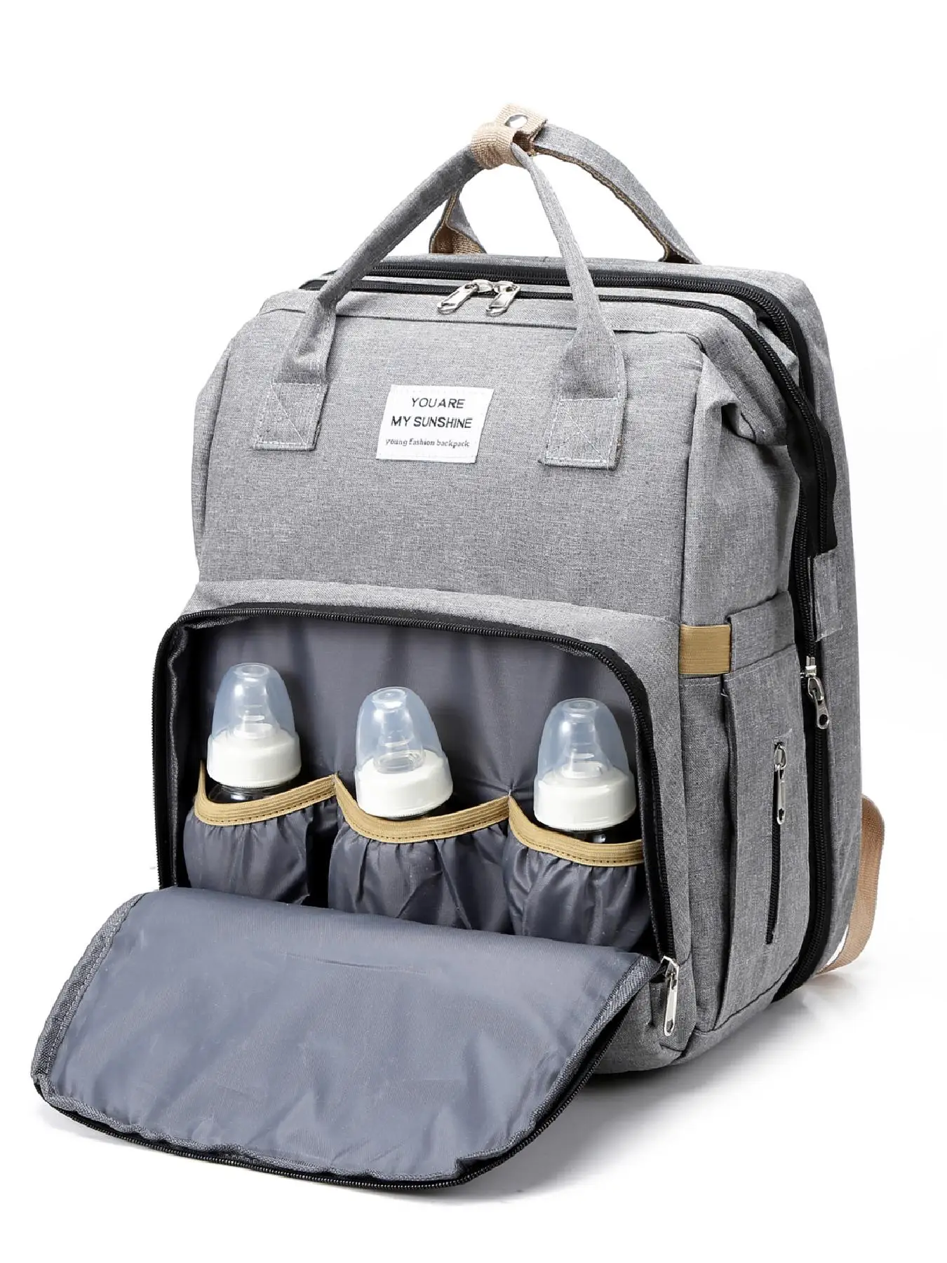 Casual Plain Color Large Capacity Zipper Backpack, Fashion Multi-functional Adjustable Strap Backpack for Women & Men