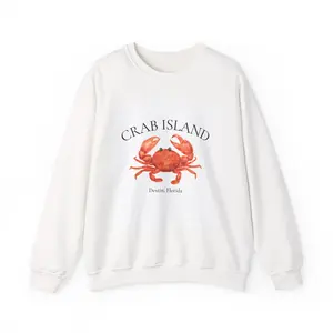 Crab Island Coastal Sweatshirt, Destin Florida Beach Ocean Gift Jumper, Unisex Hoodie, Warm Pullover, Vacation Apparel, Nautical Top