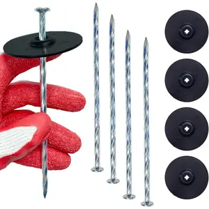Garden Stakes with Gasket Spiral, 6in Galvanized Steel Turf Nails Garden Weed Barrier Stakes Staples for Fixing Landscape Fabric, Landscape Edging, Artificial Grass, Floor Mats, Etc (42 PC)