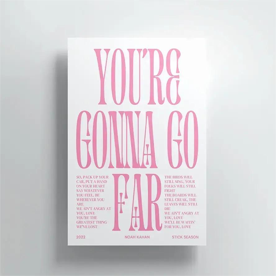 You're Gonna Go Far Noah Kahan Unframed Wall Art, Dorm Navy Blue Poster, Stick Season Lyric Print, Emotional Indie Decor, Vintage-Style Music Poster, Album Cover Poster, Bedroom Wall Decor