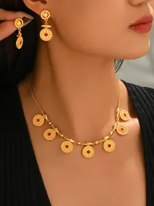 3-Piece Set Pendant Necklace Earrings Jewelry, Wedding Set, Elegant Design Suitable for Women & Girls, Perfect Gift Idea