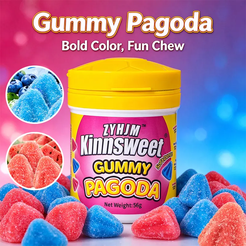 Pagoda Tangy Candies - Mixed Fruit Flavor Soft Chewy Bonbon, Bottled Sour Sand Snack