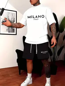 MILANO DI ROUGE Alphabet Printed Short Sleeve Set | Available in Four Colors, Wear "Urban Light Luxury" on Your Body