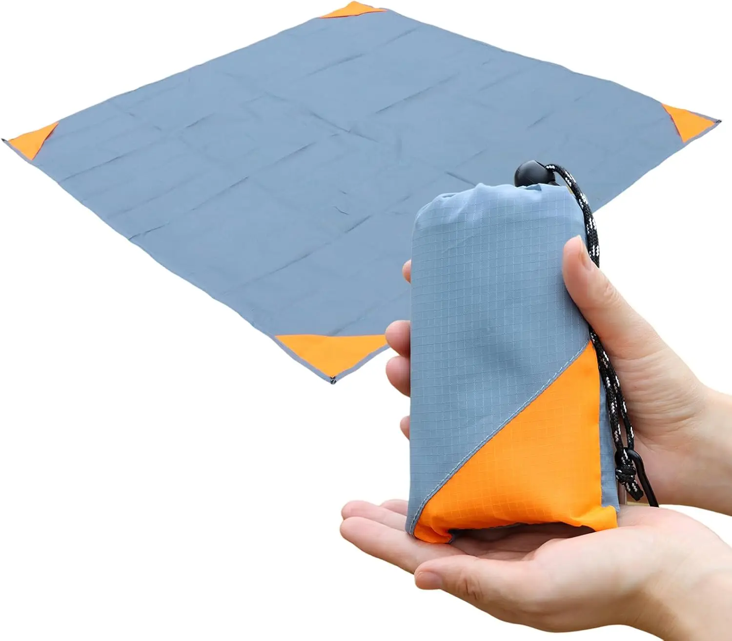 Unisex 55"x60" Ripstop Poly Pocket Picnic Blanket - Sandproof, Lightweight Outdoor Gear, Foldable Water-Resistant Washable Quick-Dry Compact Mat for Adults/Kids Camping, Beach Use, Waterproof, Outdoor Uses, Packable, Bag, Polyester