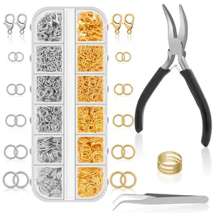 Jump Rings for Jewelry Making Supplies and Necklace Repair with Jump Ring Pliers and Open Jump Ring(1200Pcs Silver and Gold)