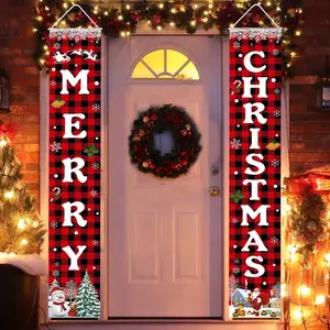 Christmas Decoration Banner, Merry Christmas Porch Sign Welcome Banner Wall Home Party Decor Indoor Outdoor Holiday Decoration Party Decorations Banners