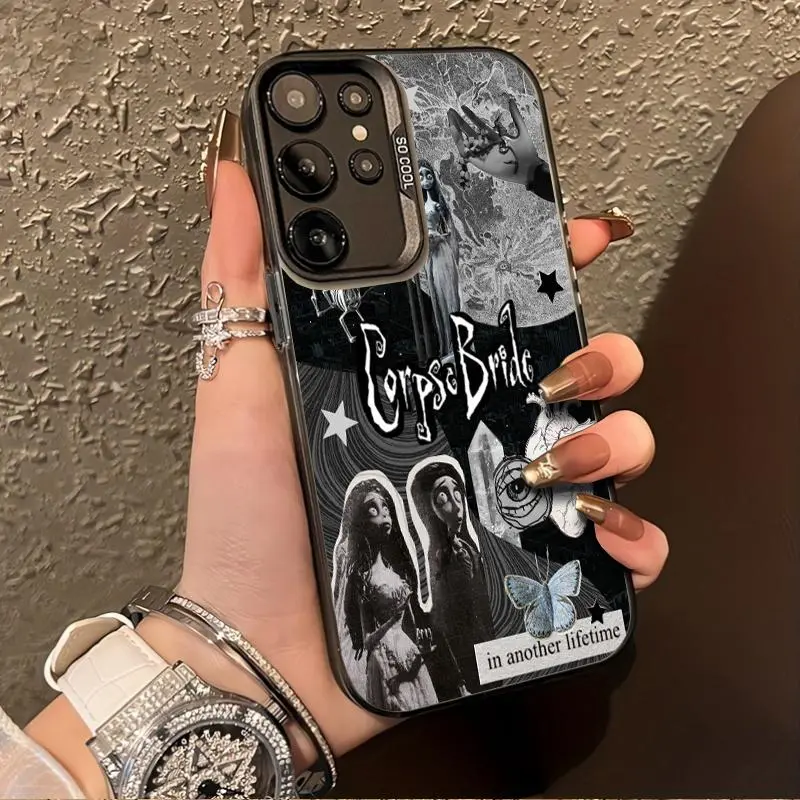 Corpse Bride Themed Collage TPU Rubber Cellphone Case - Dirt-Resistant, Shockproof, Portable Handheld Accessory for Samsung S25 Ultra, S24 Plus, S23 FE, S22 & iPhone 14 Devices, Halloween Gift for Fans
