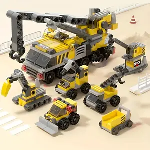 Rescue Engineering Truck Building Set, Stem Building Blocks, 6-In-1 Construction Toy with Rotating Crane Arm, Stem Education Gift for Kids Aged 6-12