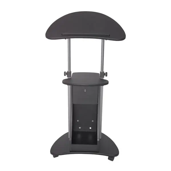 Techni Mobili RTA-B005-BK46 Sit-to-Stand Rolling Adjustable Angle-Tilt Laptop Cart with Storage, Black - 31.5-45.5x21.75x17in (Laptop Stands & Trays for Computers & Office Equipment), Angle-Tilt Laptop Stands & Trays