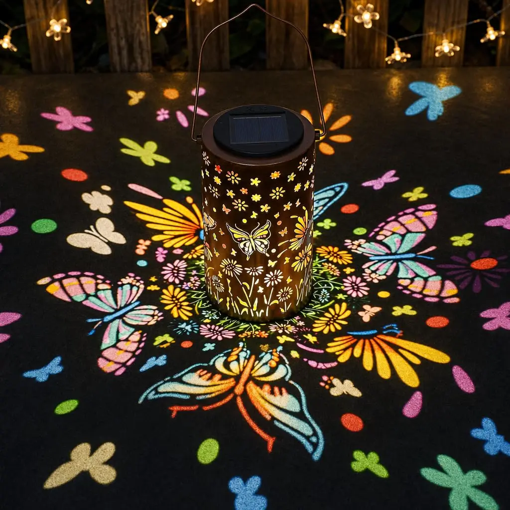 Ivydale Solar Lantern Outdoor Waterproof, Gifts for Women Mom Grandma, Hanging Metal Light Colorful Butterfly Garden Decor for Yard Patio Lawn