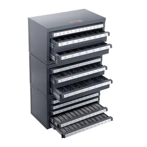 VEVOR Drill Bit Dispenser Cabinet,  3 Pieces Three-Drawer for 1/16" to 1/2" & Letter Sizes A to Z, Five-Drawer Drill Bit Organizer for Wire Gauge Sizes #1 to #60, Stackable for Drill Bit Storage