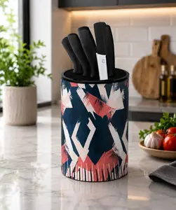 Blue Plastic Knife Stand – Universal Kitchen Knife Holder & Space-Saving Countertop Organizer with Detachable Easy-Clean Design