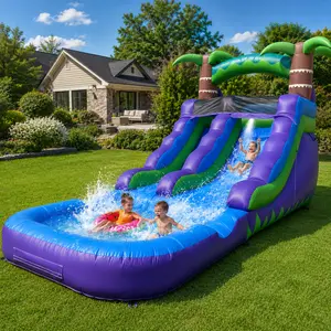 21x12x9FT Grade PVC Inflatable Water Slide With Big Splash Pool Air Blower For Kids and Adults Backyard Party Commercial Rental Equipment Children’s Summer Fun
