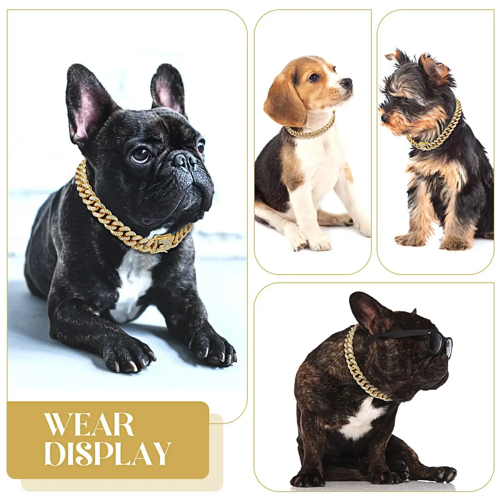 Diamond-studded Cuban Dog Chain with Design Secure Buckle