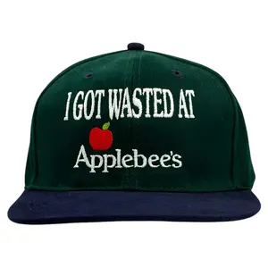 I GOT WASTED AT my Vintage Mid Green Crown Funny Strapback Cap Hat Custom Embroidered