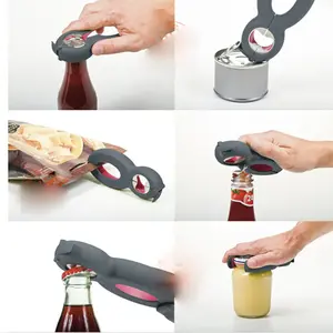 Non-Slip Jar and Bottle Opener -- 6 in 1 Opener for Adults Seniors with Arthritis