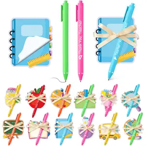 10/24 Sets Teacher Appreciation Gifts Bulk Teacher Thank You Gifts with Ballpoint Pens Sticky Notes Keychain Card Bag Employee Appreciation Gift for Teachers Funny Work Pens School Party Favors School Office Supplies