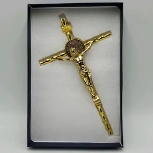 Saint Benedict 8" Crucifix 19103-8G Cross Metal  San Benito Jesus Brand New High Quality Cruz Decor Religious Gift Crucifijo  For Wall