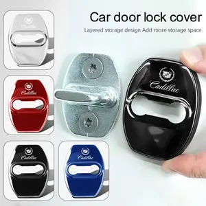 4Pcs Titanium Alloy Car Door Lock Protective Cover Automotive Accessories Add More Storage Space For Cadillac Escalade CTS ATS XTS CT4 CT5 XT5 XT4 XT6 CT6 Lyriq SRX ELR Celestiq EXT XLR